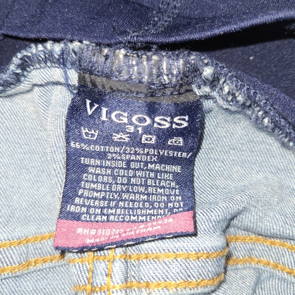 VIGOSS MATERNITY JEANS WOMEN 31 BLUE DENIM DISTRESSED BELLY SUPPORT WAIST - Picture 9 of 10